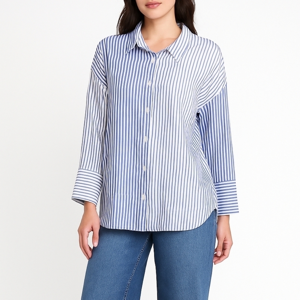 Zara trafaluc striped button down shirt